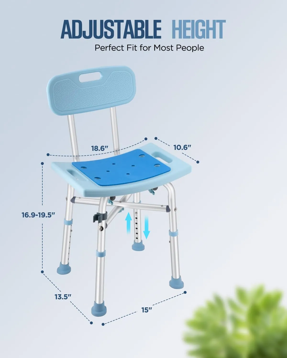 Shower Chair for Inside Shower - 450lb, Shower Stools with Back for Elderly Seniors, Shower Benches for Adults, Bath Chair Shower Benches for The Disabled,Shower Seats, Blue Tub Chair