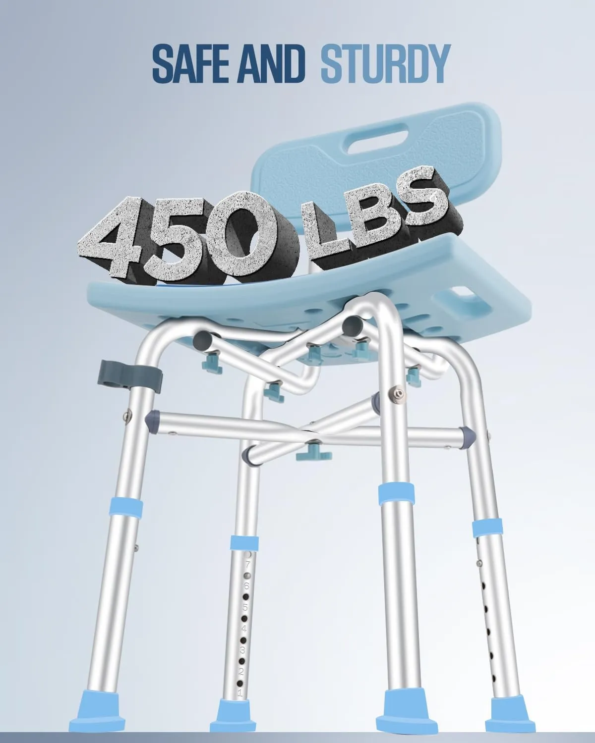 Shower Chair for Inside Shower - 450lb, Shower Stools with Back for Elderly Seniors, Shower Benches for Adults, Bath Chair Shower Benches for The Disabled,Shower Seats, Blue Tub Chair