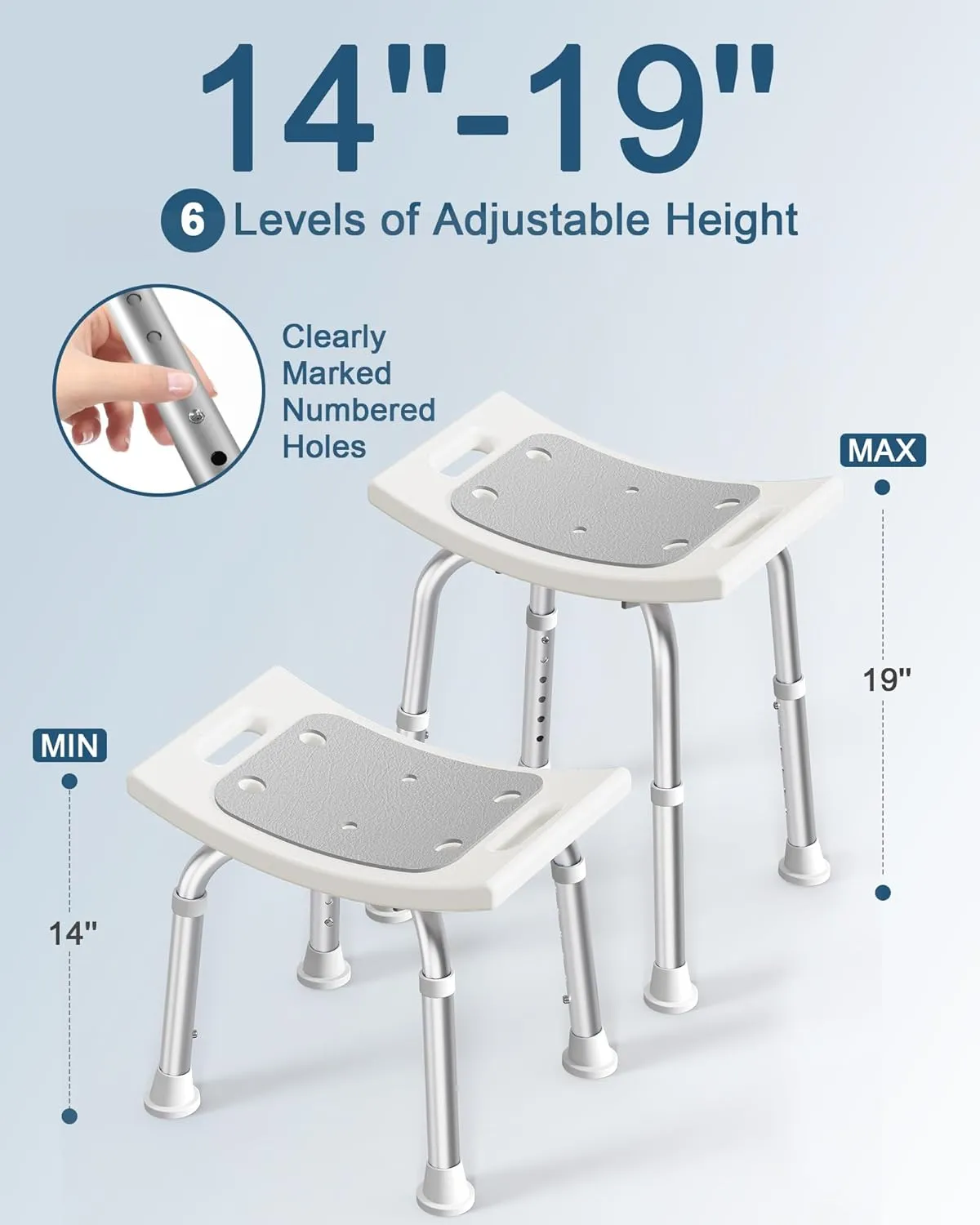 Shower Chair for Inside Shower, FSA/HSA Eligible 400 lbs Adjustable Shower Stool with Suction Feet, Shower Seat for Inside Tub Bathroom Bench Bath Chair for Elderly and Disabled - Light Gray