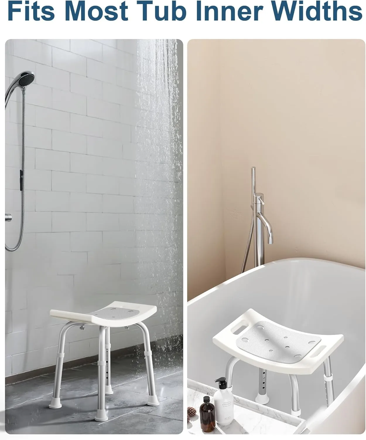 Shower Chair for Inside Shower, FSA/HSA Eligible 400 lbs Adjustable Shower Stool with Suction Feet, Shower Seat for Inside Tub Bathroom Bench Bath Chair for Elderly and Disabled - Light Gray