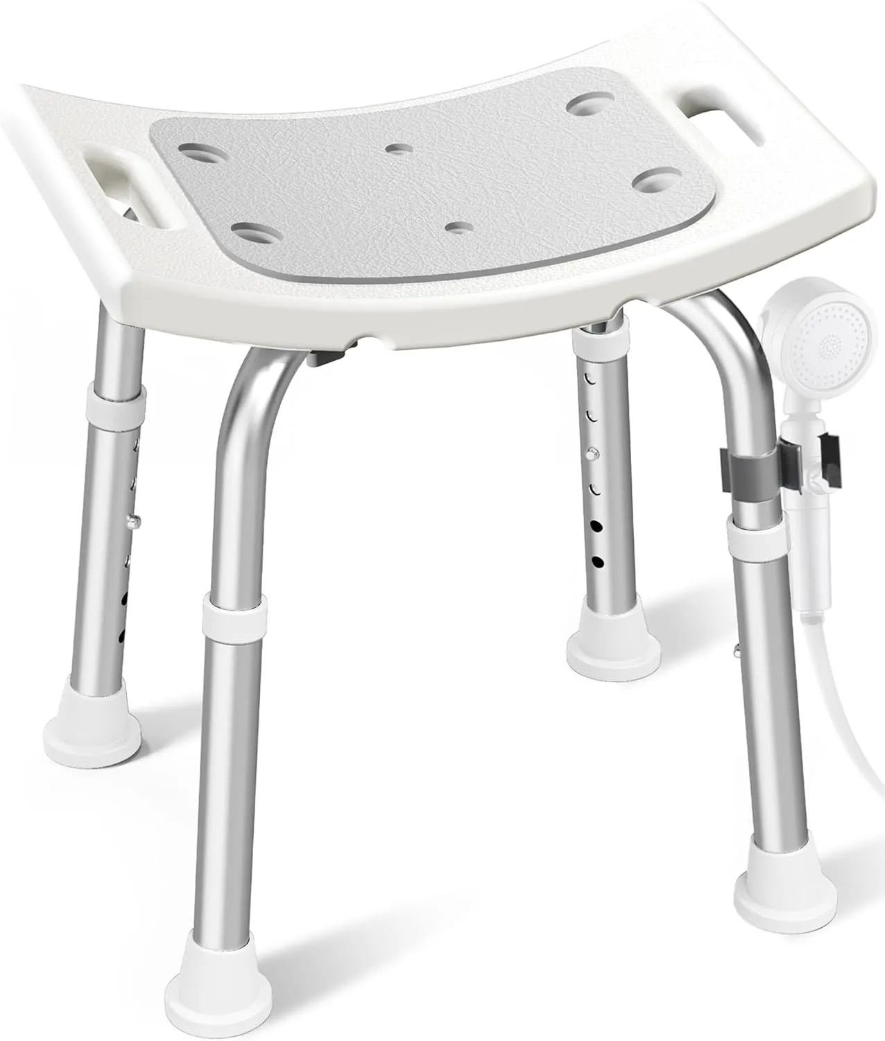 Shower Chair for Inside Shower, FSA/HSA Eligible 400 lbs Adjustable Shower Stool with Suction Feet, Shower Seat for Inside Tub Bathroom Bench Bath Chair for Elderly and Disabled - Light Gray