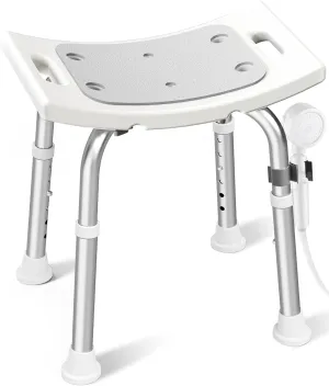 Shower Chair for Inside Shower, FSA/HSA Eligible 400 lbs Adjustable Shower Stool with Suction Feet, Shower Seat for Inside Tub Bathroom Bench Bath Chair for Elderly and Disabled - Light Gray