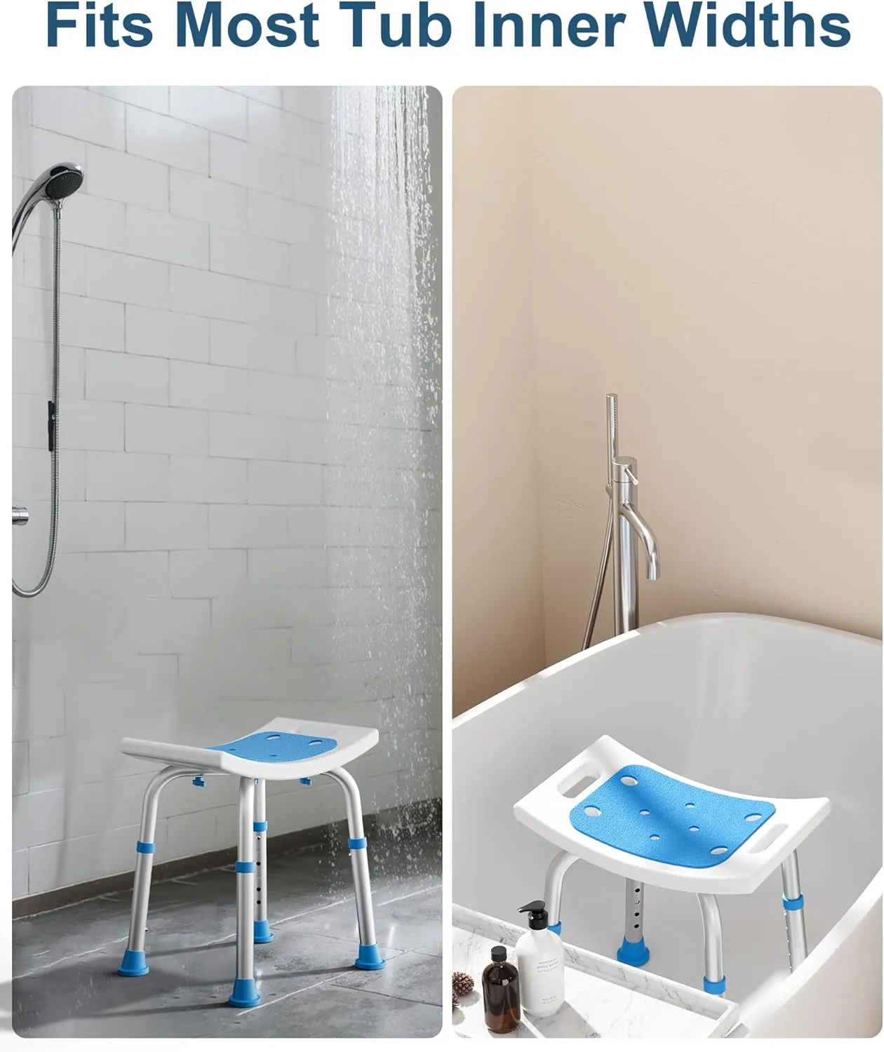 Shower Chair for Inside Shower, FSA/HSA Eligible 400 lbs Adjustable Shower Stool with Suction Feet, Shower Seat for Inside Tub Bathroom Bench Bath Chair for Elderly and Disabled