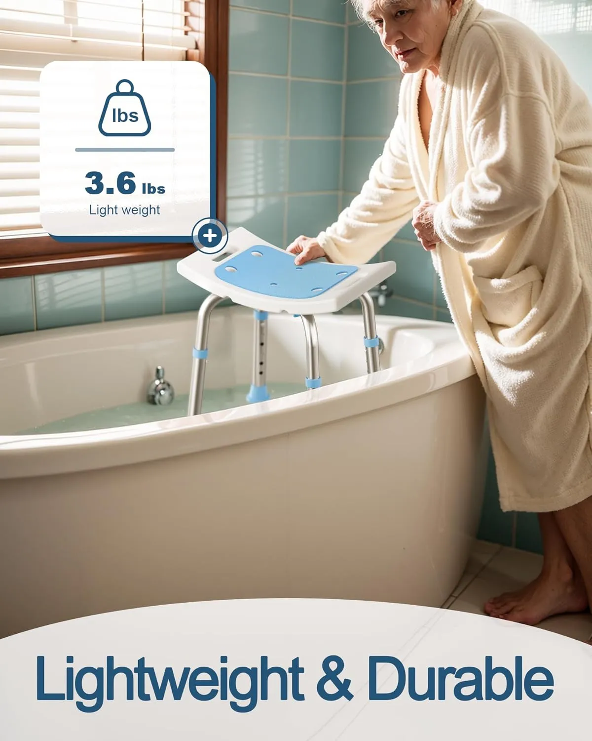 Shower Chair for Inside Shower, FSA/HSA Eligible 400 lbs Adjustable Shower Stool with Suction Feet, Shower Seat for Inside Tub Bathroom Bench Bath Chair for Elderly and Disabled