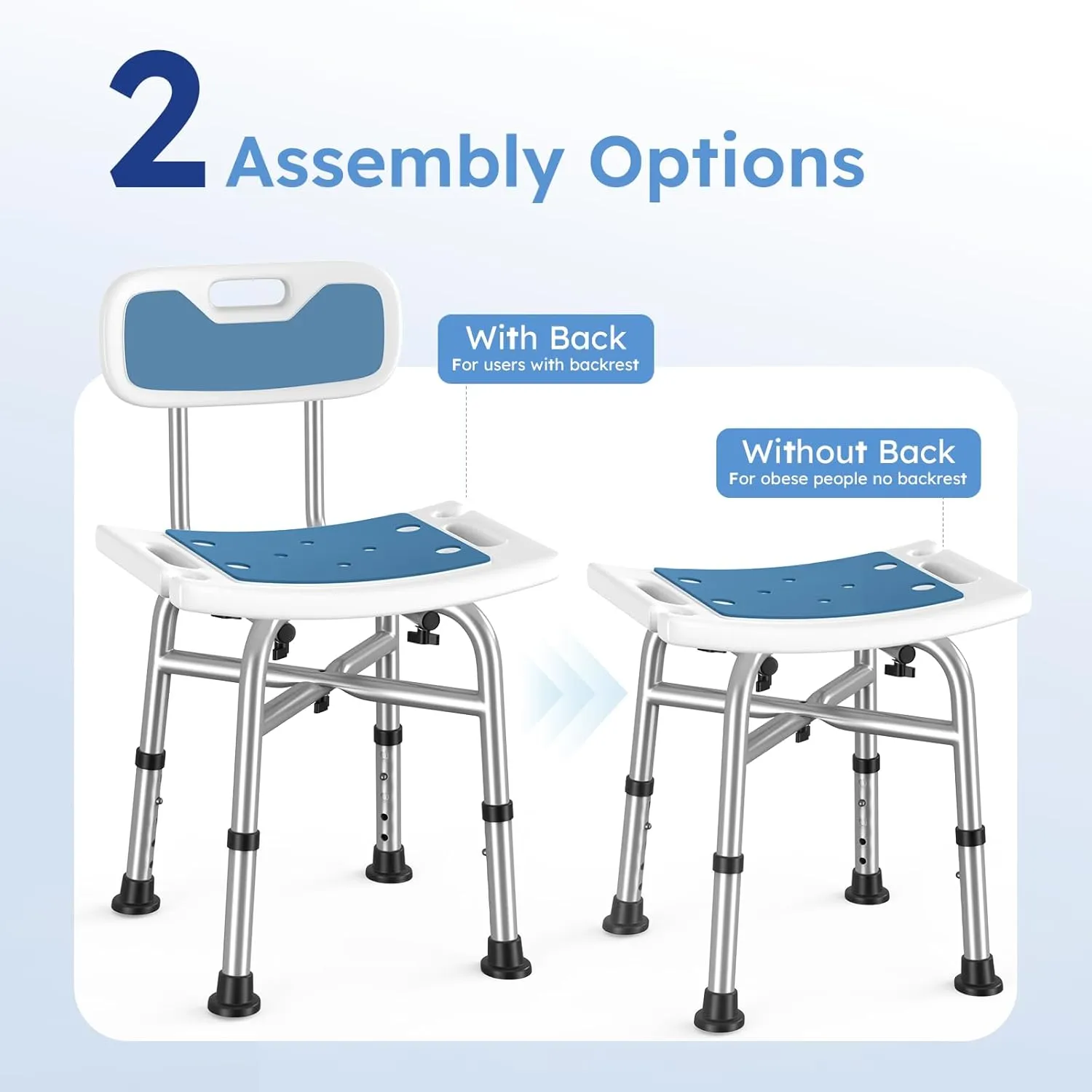 Shower Chair for Inside Shower, Heavy Duty 450lbs Shower Stool, 5 Height Adjustable Shower Seat for Adult, Non-Slip Bath Chair
