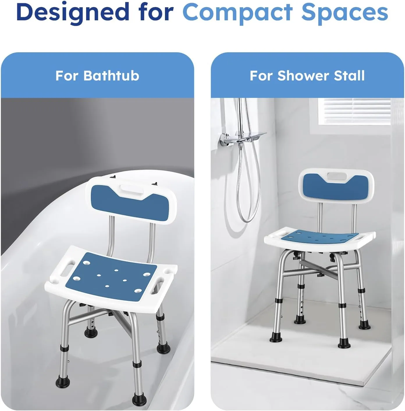 Shower Chair for Inside Shower, Heavy Duty 450lbs Shower Stool, 5 Height Adjustable Shower Seat for Adult, Non-Slip Bath Chair