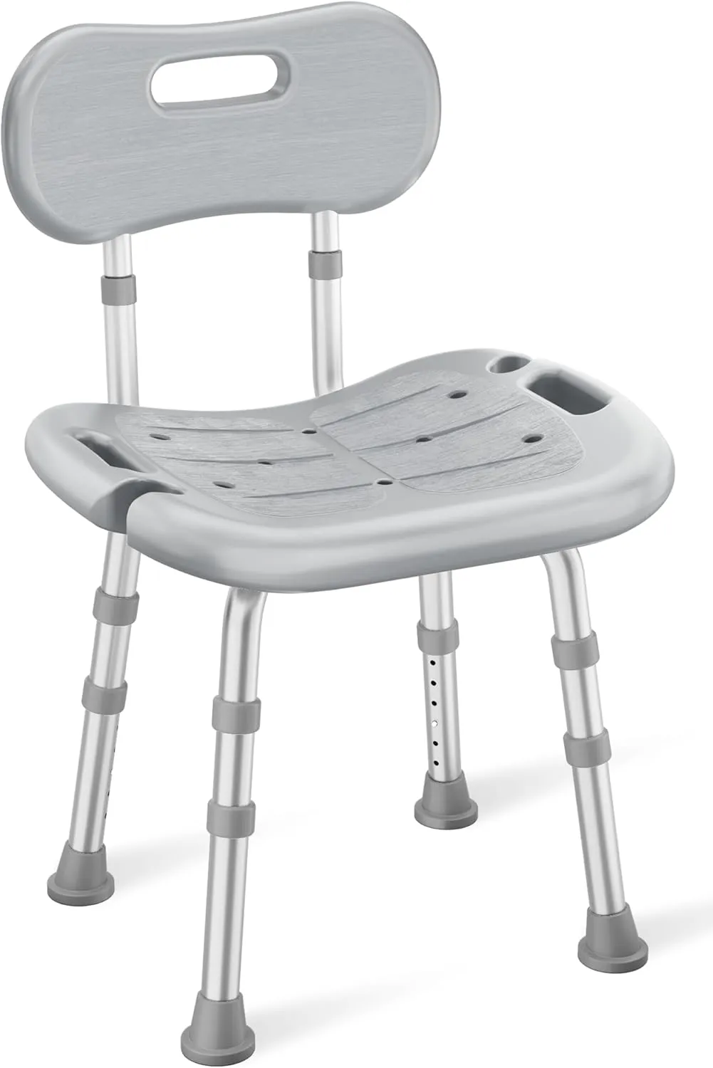Shower Chair for Inside Shower with Removable Back, FSA/HSA Eligible Adjustable Height, Non-Slip Heavy Duty Bath Chair for Bathtub, 350 lbs Shower Seat for Elderly and Disabled, Grey