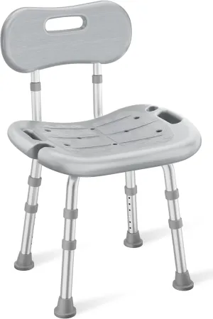 Shower Chair for Inside Shower with Removable Back, FSA/HSA Eligible Adjustable Height, Non-Slip Heavy Duty Bath Chair for Bathtub, 350 lbs Shower Seat for Elderly and Disabled, Grey