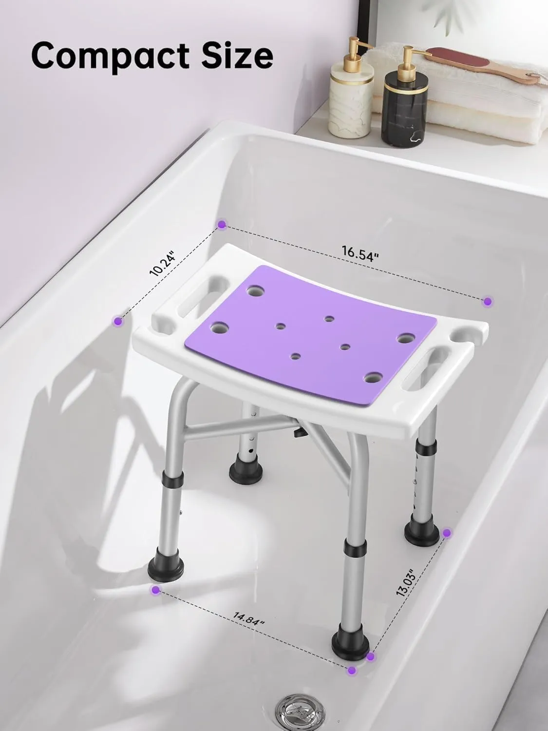 Shower Chair, FSA/HSA Eligible 450 lbs Adjustable Shower Stool with Suction Feet, Tool Free Shower Seat for Inside Tub with Double-Cross Reinforced for Elderly, Senior and Disabled