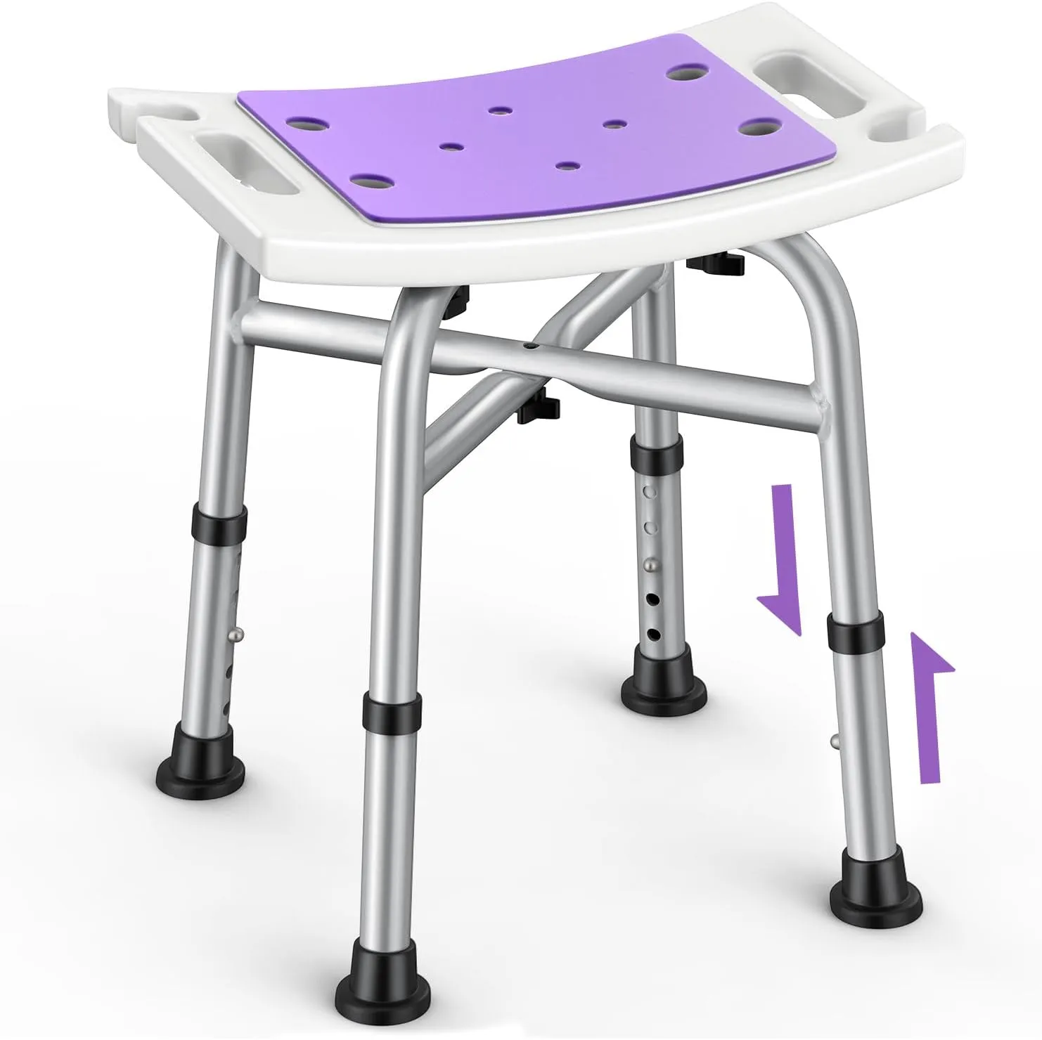 Shower Chair, FSA/HSA Eligible 450 lbs Adjustable Shower Stool with Suction Feet, Tool Free Shower Seat for Inside Tub with Double-Cross Reinforced for Elderly, Senior and Disabled