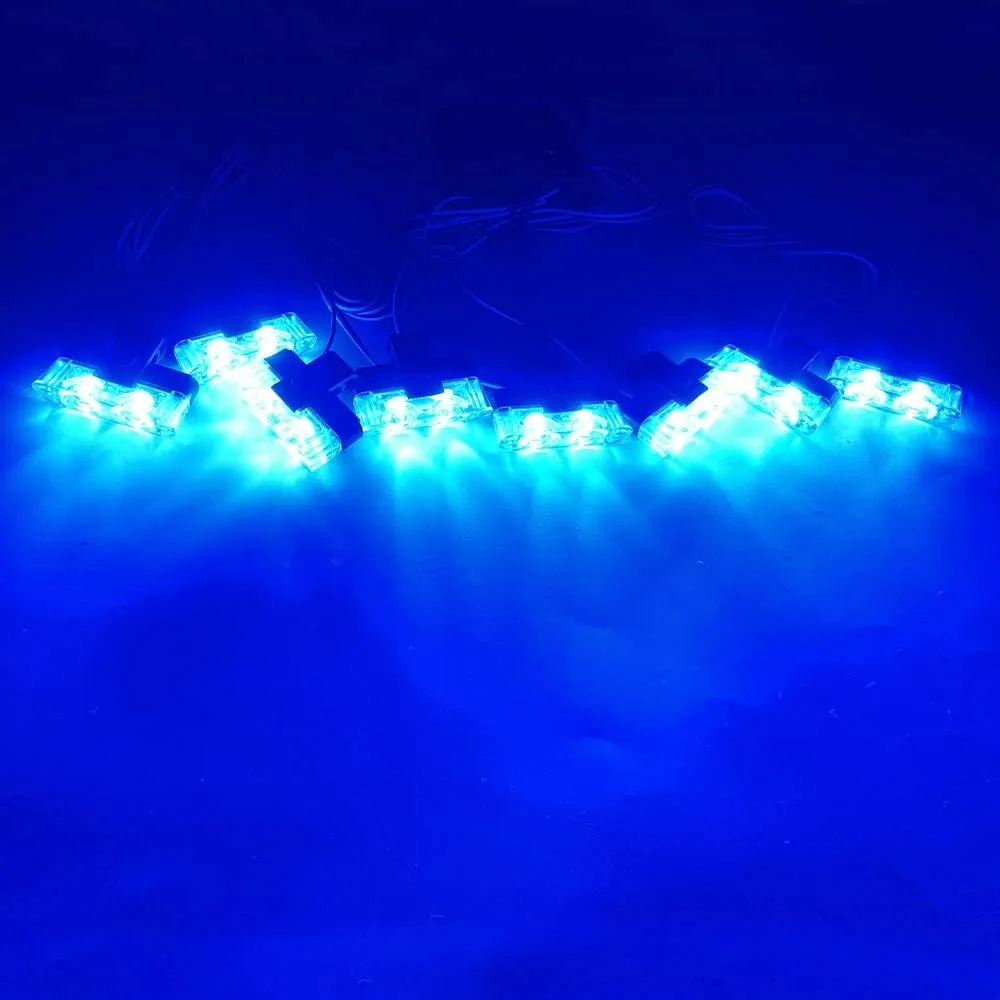 Sidaqi Blue 16LED Grille Strobe Lights Dash Deck Visor Police Flash Lights Car Truck Ambulance Emergency Warning Strobe Lights With Remote Control Wireless 12V