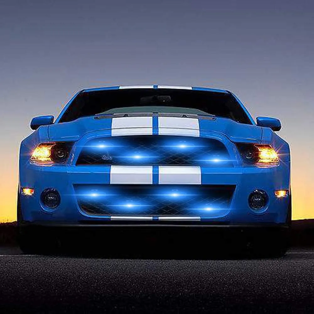 Sidaqi Blue 16LED Grille Strobe Lights Dash Deck Visor Police Flash Lights Car Truck Ambulance Emergency Warning Strobe Lights With Remote Control Wireless 12V