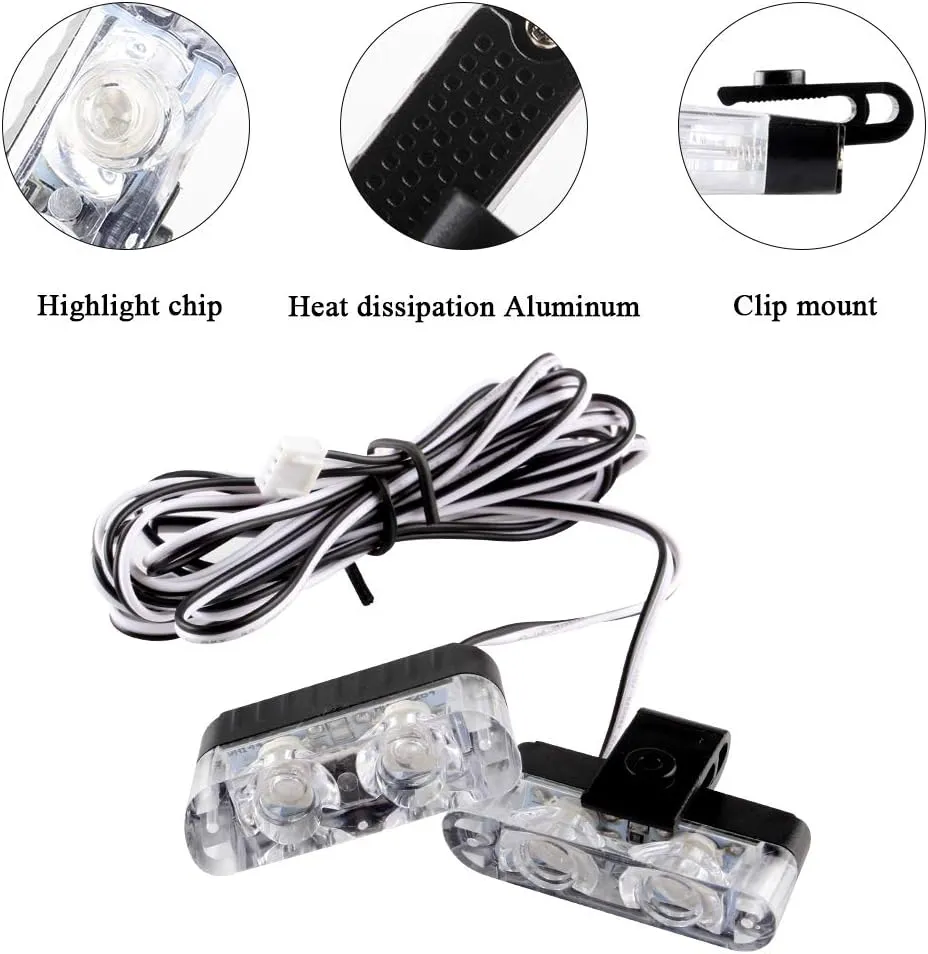 Sidaqi Blue 16LED Grille Strobe Lights Dash Deck Visor Police Flash Lights Car Truck Ambulance Emergency Warning Strobe Lights With Remote Control Wireless 12V