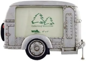 Silver Vintage Camper Trailer RV Collectible Photo Picture Frame, 4x6, Horizontal Landscape, Standing Table Top