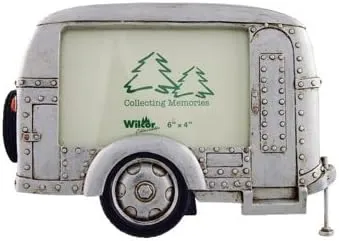 Silver Vintage Camper Trailer RV Collectible Photo Picture Frame, 4x6, Horizontal Landscape, Standing Table Top