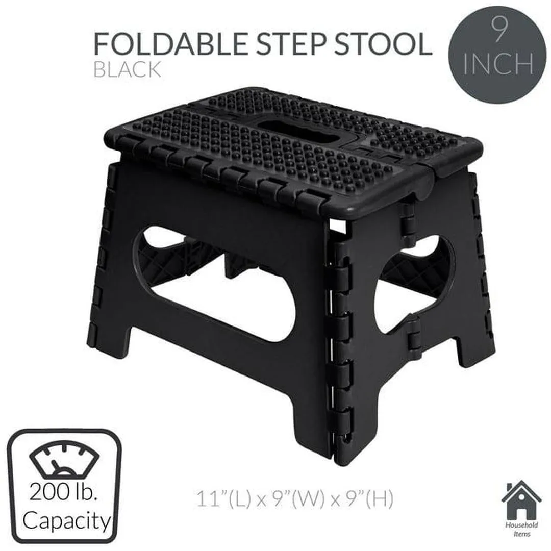 Simplify 9" Anti-Skid Folding Single Step Stool in Black Polypropylene