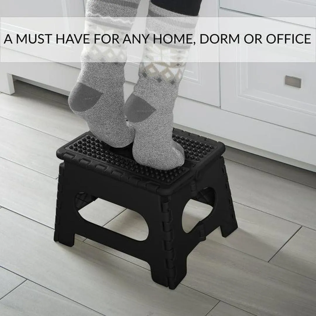 Simplify 9" Anti-Skid Folding Single Step Stool in Black Polypropylene