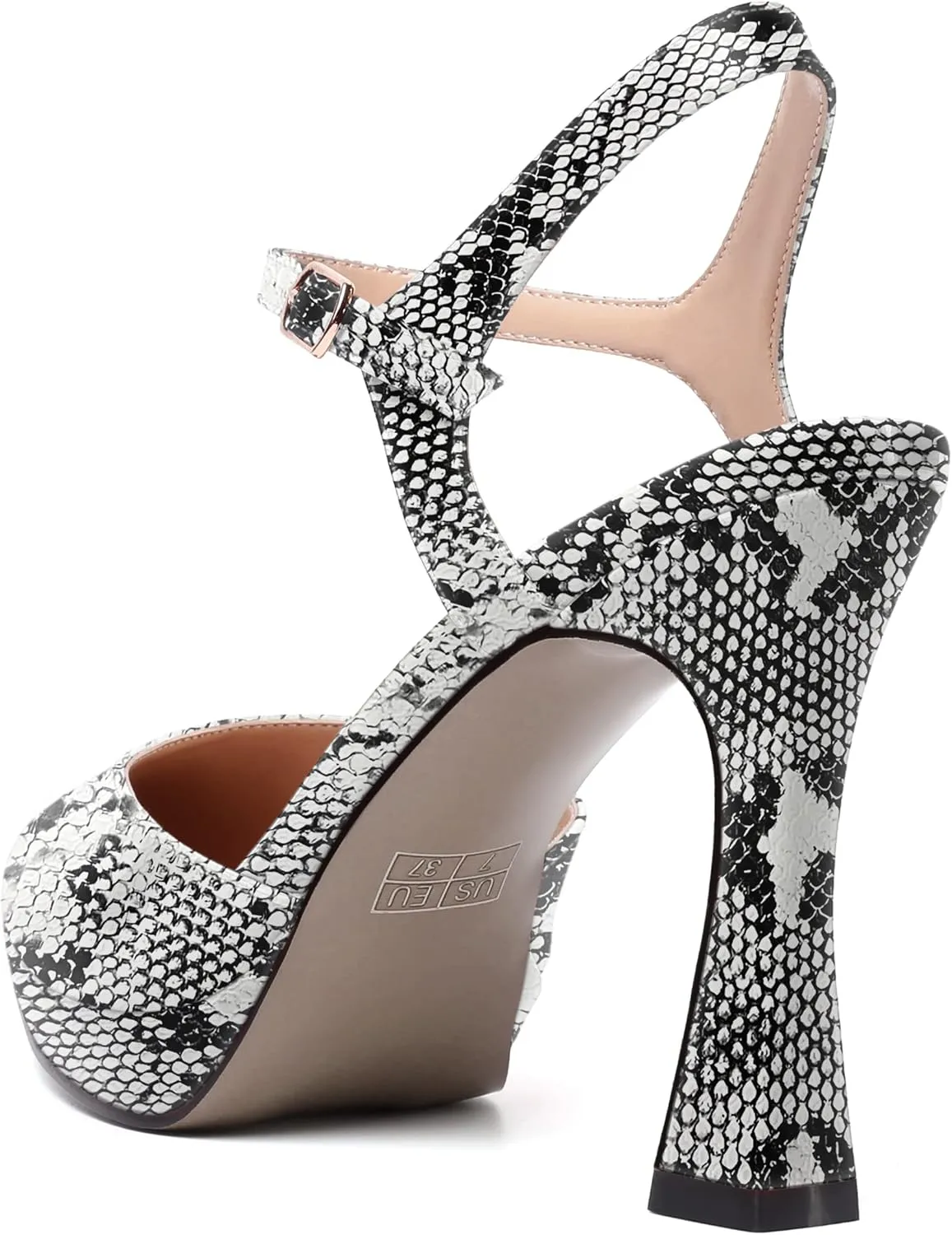 SKYSTERRY Womens Party Slingback Patent Sexy Platform Pointed Toe Buckle Spool High Heel Pumps Shoes 4 Inch