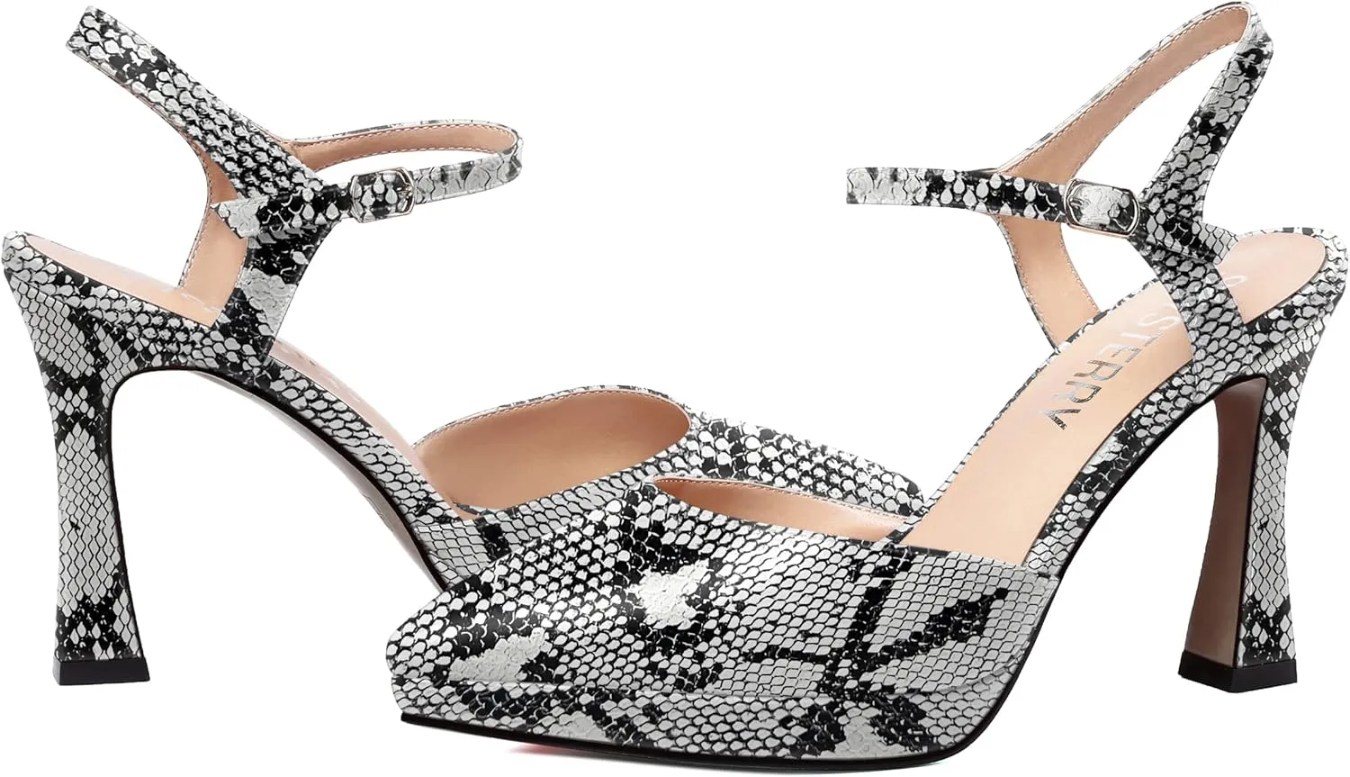 SKYSTERRY Womens Party Slingback Patent Sexy Platform Pointed Toe Buckle Spool High Heel Pumps Shoes 4 Inch