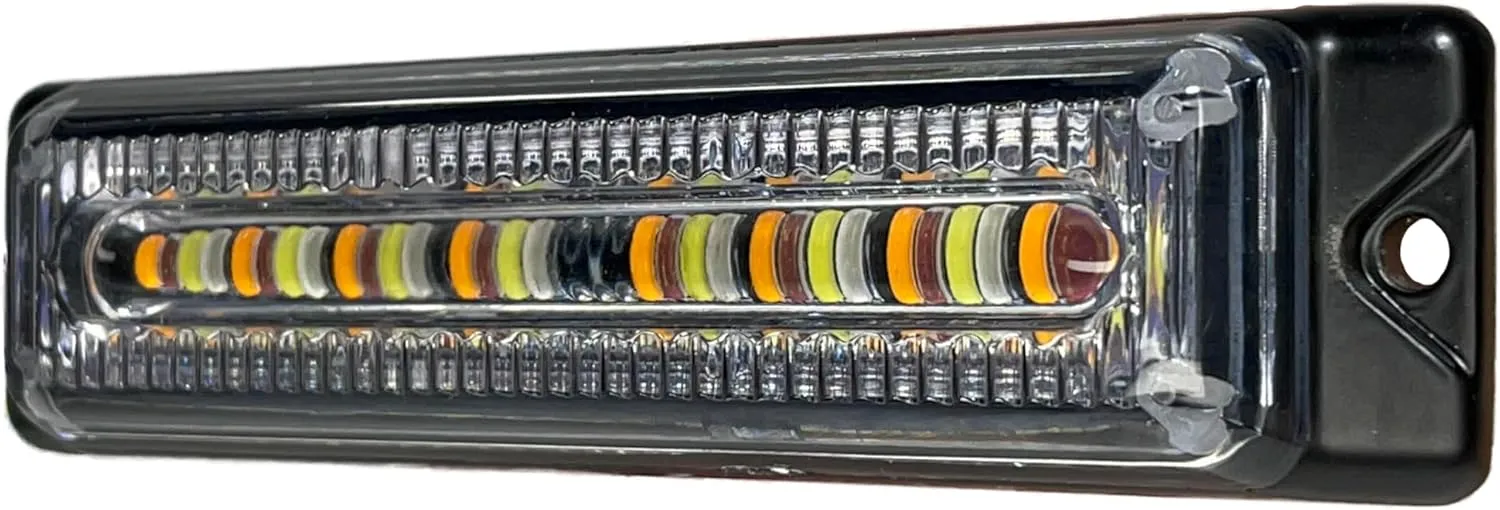 Slim Multi Color [Amber White Blue Red] Surface Mount & Grille Grill Emergency Warning Strobe Police Light Head Internal Flasher Waterproof (Black Housing - AWBR)
