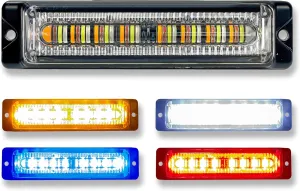Slim Multi Color [Amber White Blue Red] Surface Mount & Grille Grill Emergency Warning Strobe Police Light Head Internal Flasher Waterproof (Black Housing - AWBR)