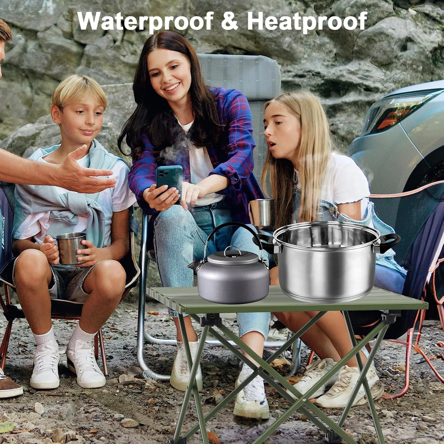 Small Foldable Camping Table, Portable Collapsible Beach Table, Lightweight Aluminum Roll Up Folding Table for Outdoor Camp Tent Travel RV Festival