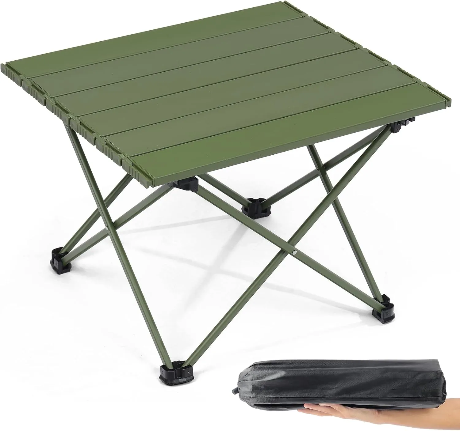 Small Foldable Camping Table, Portable Collapsible Beach Table, Lightweight Aluminum Roll Up Folding Table for Outdoor Camp Tent Travel RV Festival