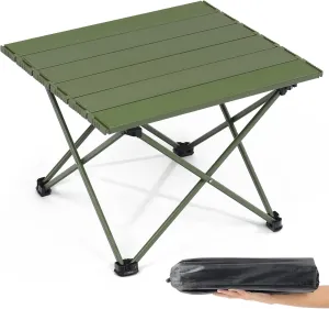 Small Foldable Camping Table, Portable Collapsible Beach Table, Lightweight Aluminum Roll Up Folding Table for Outdoor Camp Tent Travel RV Festival