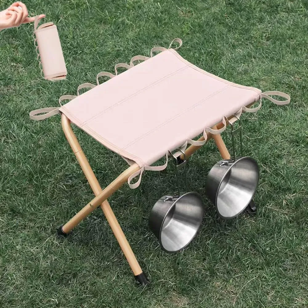 Small Foldable Fishing Stool, Portable Compact Backpacking Stool, Folding Seat Small Camping Stool Low Lightweight for Hunting Hiking Gardening(Khaki)
