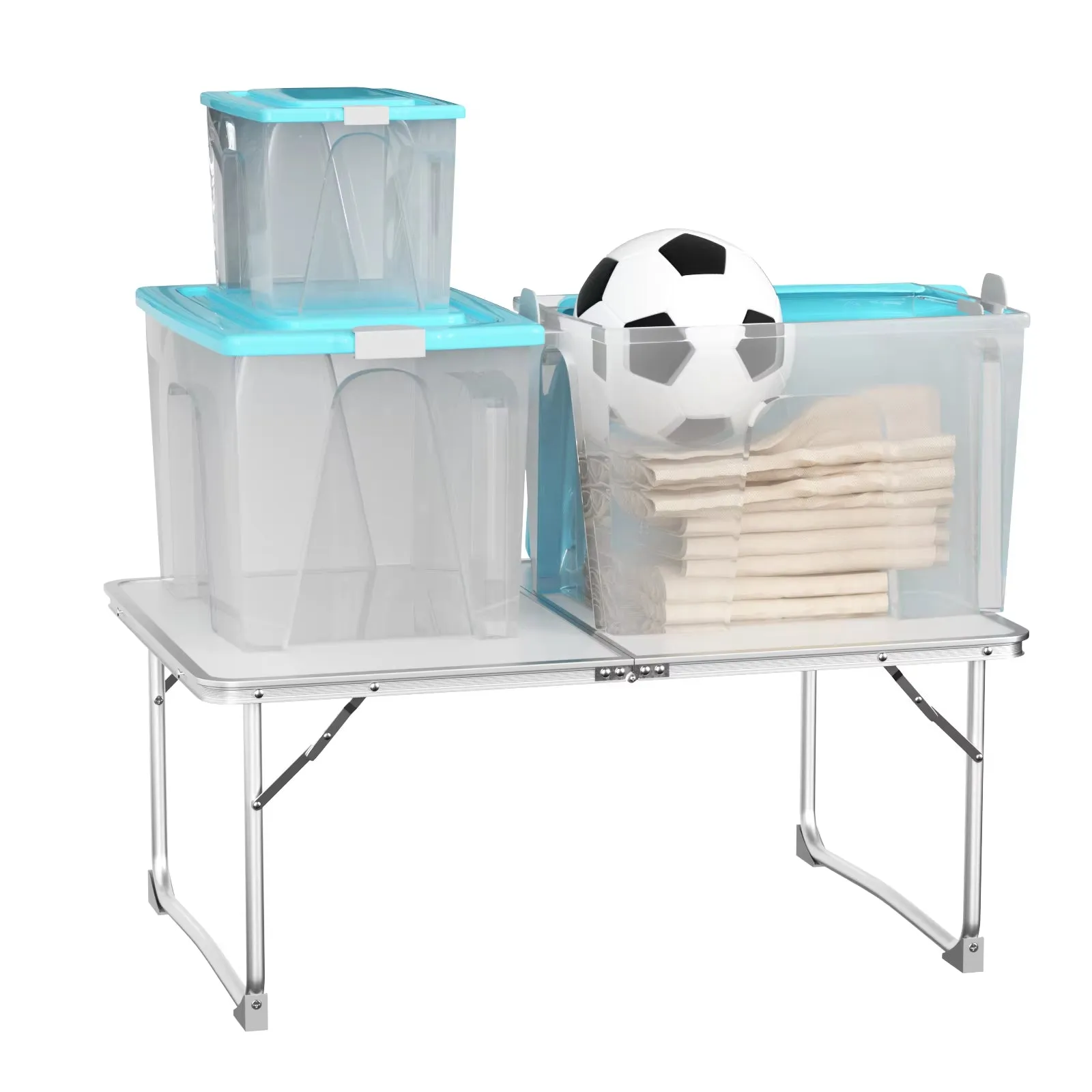 Small Folding Picnic Camping Table, Aluminium Lightweight Foldable Outdoor Garden Backyards BBQ Portable Table,60X40X26Cm Table