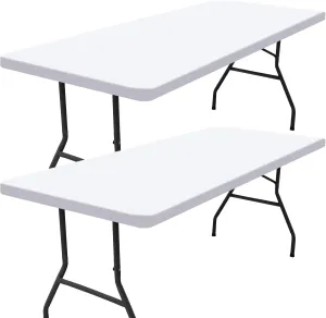 Smiry Rectangle Picnic Table Cloth 2 Pack, Waterproof Elastic Fitted Tablecloths for 8 Foot Tables, Washable Polyester Table Cover for Camping, Indoor and Outdoor (White, 30"x96")