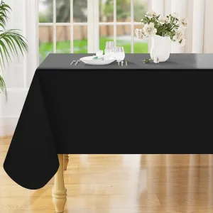 Smiry Rectangle Table Cloth 60x140 Inch, Waterproof Wipeable Vinyl Tablecloths Protector, Oil Spill Proof Plastic Table Cover for Dining, Picnic, Camping, Outdoor, Black