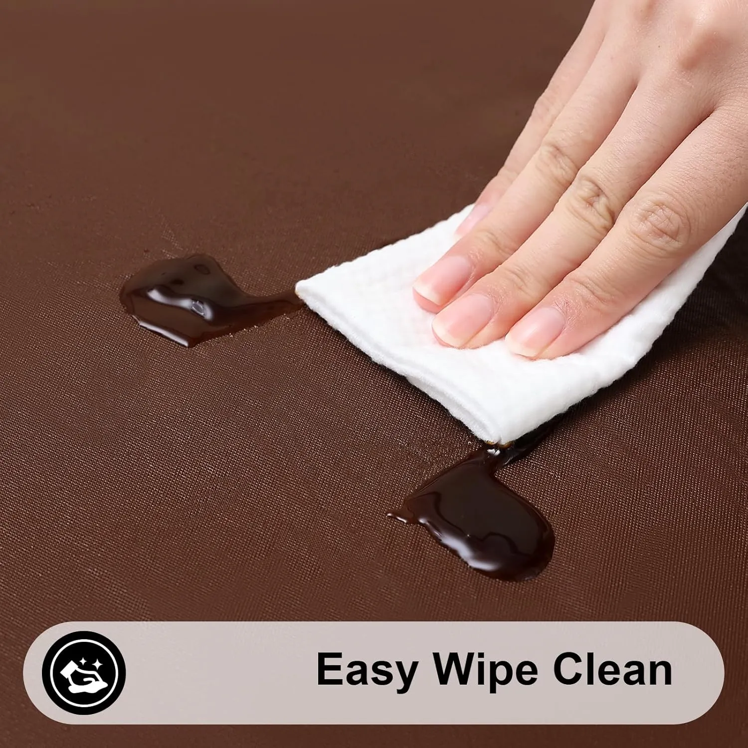 Smiry Rectangle Tablecloth, Elastic Fitted Flannel Backed Vinyl Tablecloths for 6ft Folding Tables, Waterproof Wipeable Table Covers for Indoor, Outdoor, Picnic and Camping (Coffee, 30"x72")