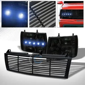 SMOKE DRL LED HEAD LIGHTS CORNER LAMPS BUMPER GRILL GRILLE 99-06 SILVERADO SUV