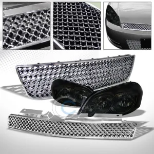 SMOKE HEAD LIGHT AMBER CHROME MESH UPPER LOWER GRILL GRILLE 06-16 IMPALA/LIMITED