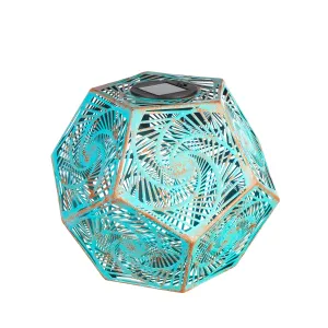 Solar Color Changing Metal Cut Out Lantern, Large,10"x10"x8.5"inches