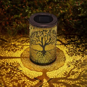 Solar Lanterns Outdoor Waterproof Hanging Tree of Life Garden Decor Big Tree Solar Powered Lights Metal LED Table Lamp Home Decoration Outside for Yard Patio Porch Lawn Tree Pathway
