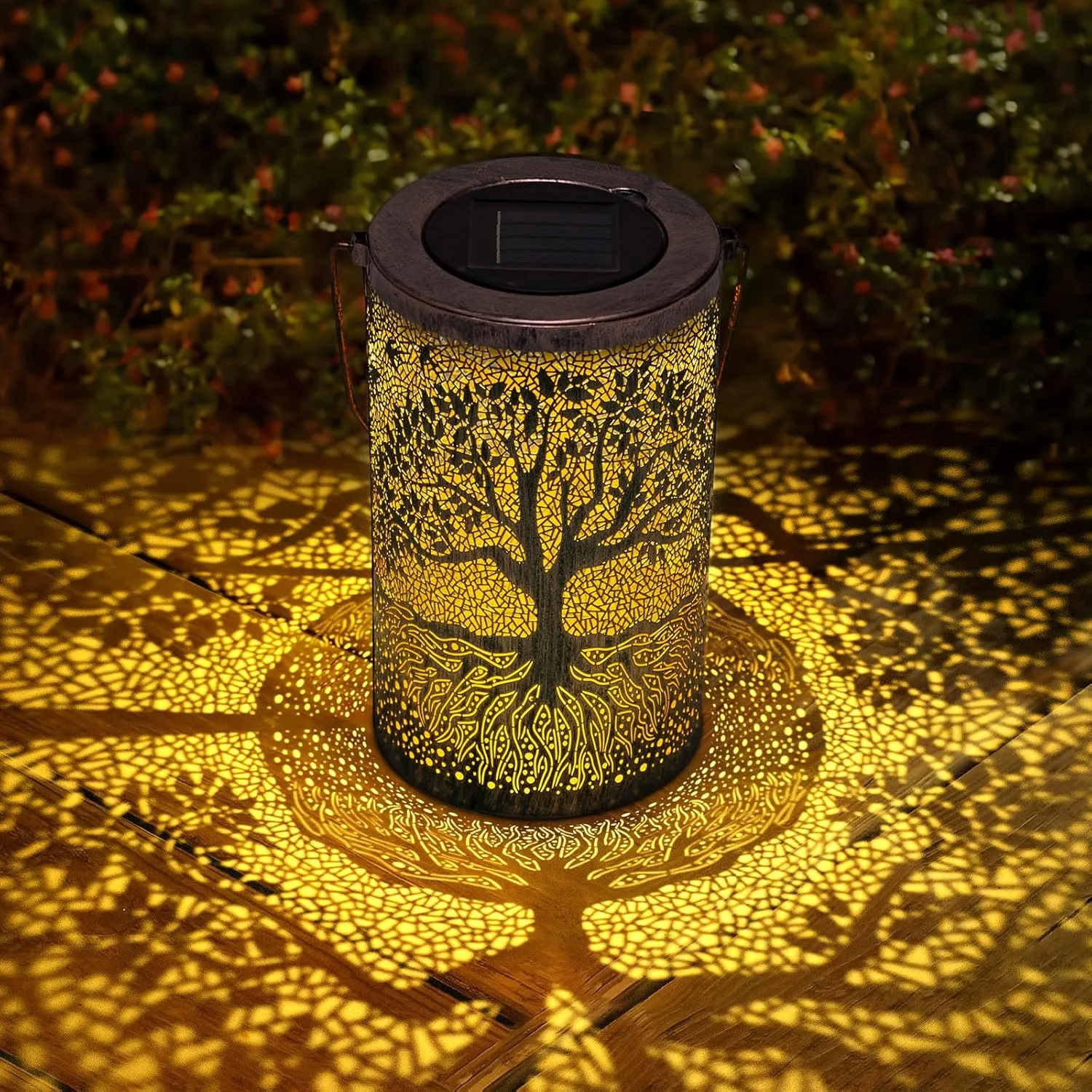 Solar Lanterns Outdoor Waterproof Hanging Tree of Life Garden Decor Big Tree Solar Powered Lights Metal LED Table Lamp Home Decoration Outside for Yard Patio Porch Lawn Tree Pathway