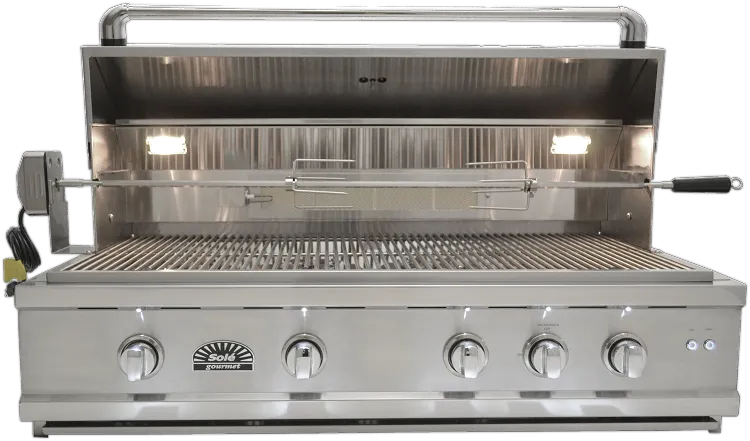Sole 42 Inch Luxury Natural Gas Grill with Lights and Rotisserie