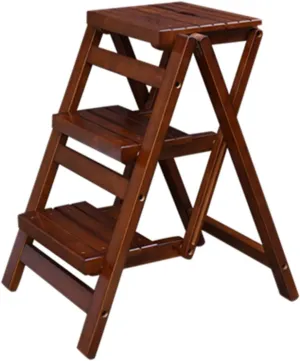 Solid Wood Stair Stool Portable Folding Three-Step Ladder Home Load-Bearing Flower Stand Unfolded Height 66 cm (Color : A)