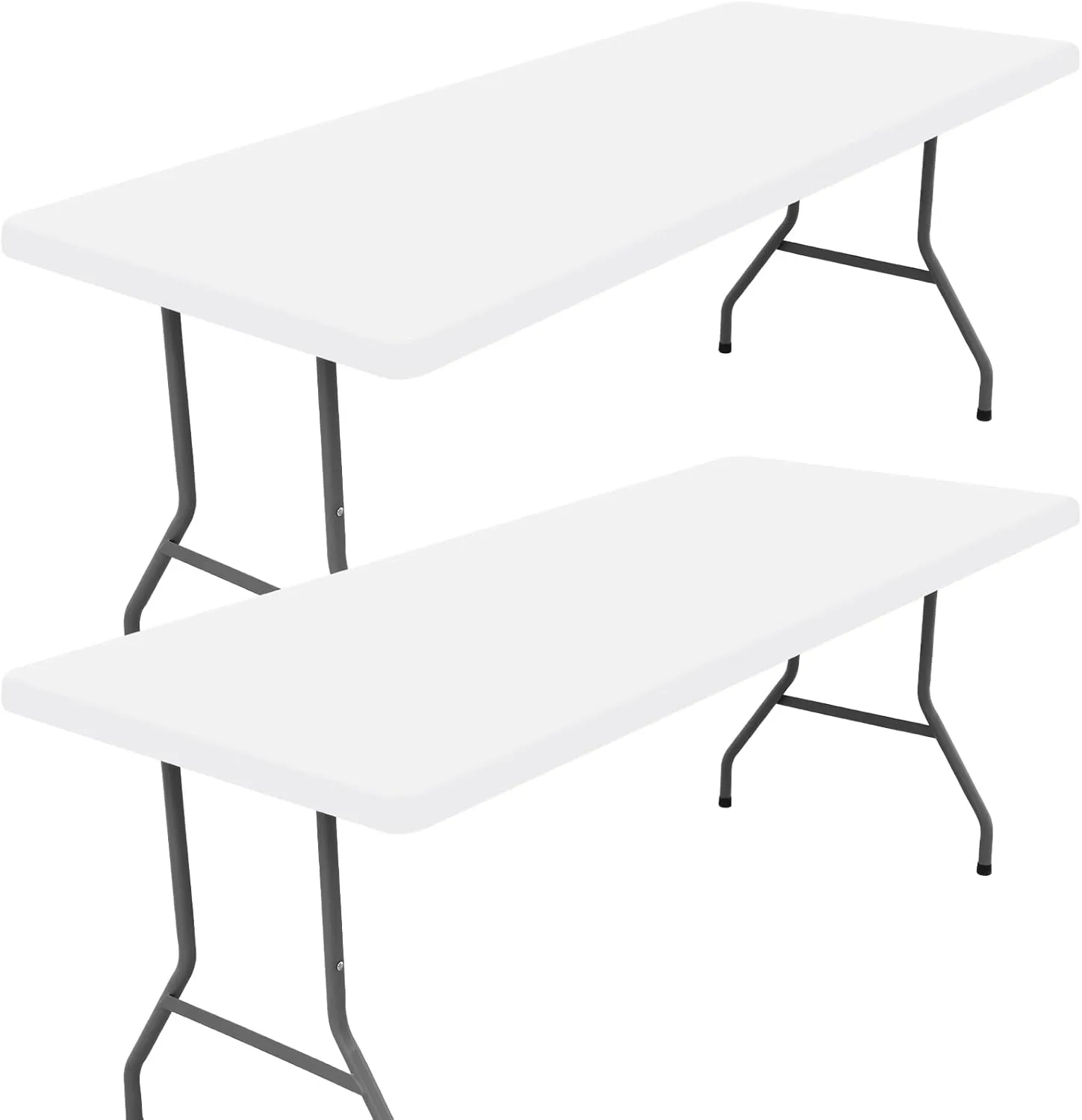Spandex Picnic Table Cloth 2 Pack, Elastic Fitted Tablecloths for 4 Foot Rectangle Tables, Stretch Washable Patio Table Cover for Outdoor, Camping, Banquet and Parties (White, 24"x48")
