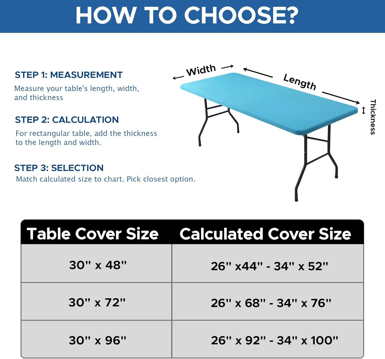 Spandex Table Cover for 6 Foot Rectangle Tables-6 Pack Light Blue Outdoor Picnic Elastic Table Cover-Spandex Stretch Folding Table Cloths for Camping Dining Room Patio Kitchen Banquet Party