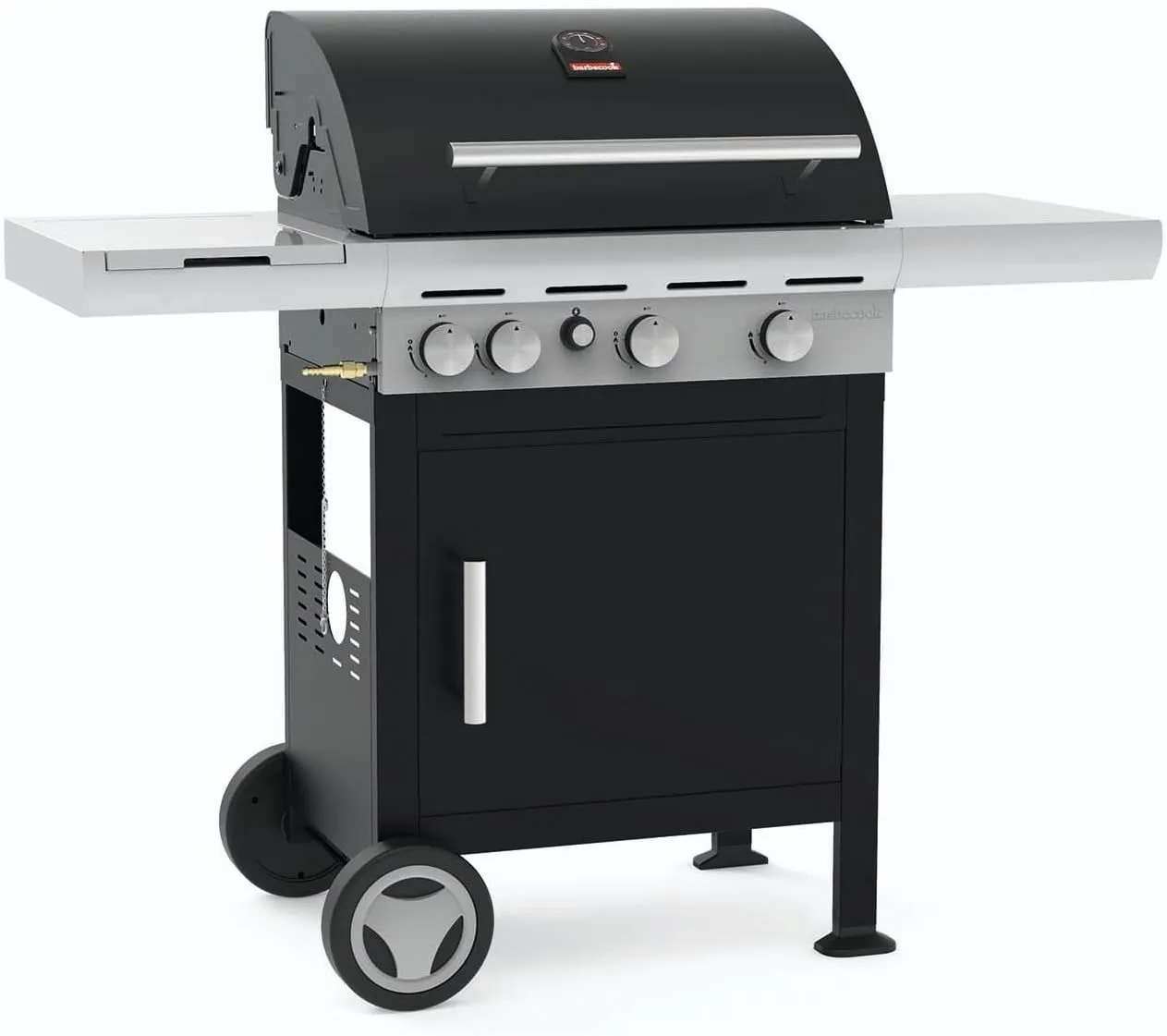 Spring 3212 Gas Barbecue with Fixed Side Table, 3 Burners and Side Burner, Enamelled Cast Iron Grills, 133x57x115 cm