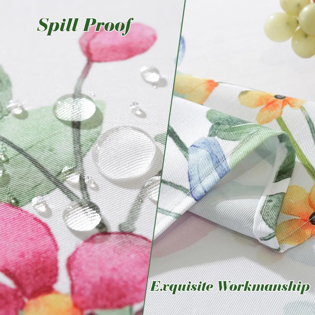 Spring Summer Floral Tablecloth with Umbrella Hole Rectangle 60 x 102 Inch Watercolor Wild Flower Zippered Table Cloth, Spill Proof Fabric Table Cover for Dining, Party, Patio, Camping, Outdoor, Pink
