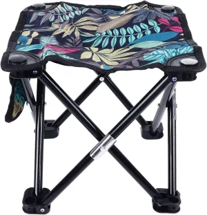 Srliya Camping Stool Portable Leaf Pattern Compact Outdoor Folding Chair with Carrying Bag for Adults Fishing Hiking Gardening Beach Blue