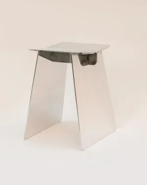 Ssang Mirror Polished Aluminum Stool