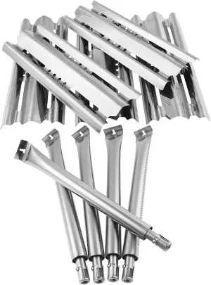 Stainless Steel Replacement Kit for Broil King 9635-84, 5-Pack 15 7/8" Heat Plates Shield and 15 13/16" Tube-in-Tube Burner Replacement for Broil King Baron 9615-54, 9235-27 and More