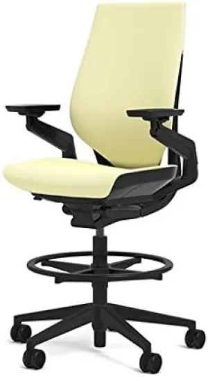 Steelcase Gesture 442 Stool Chair - Cogent: Connect Coconut Fabric, Shell Back, Dark on Dark Frame, Polished Aluminum Base, Wheels for Hard Flooring