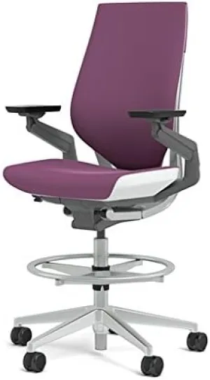 Steelcase Gesture 442 Stool Chair - Cogent: Connect Concord Fabric, Shell Back, Light on Dark Frame, Polished Aluminum Base