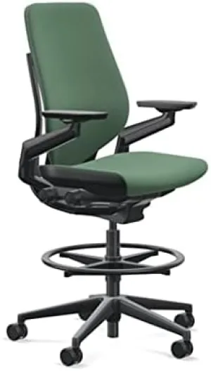 Steelcase Gesture 442 Stool Chair - Cogent: Connect Lizard Fabric, Shell Back, Light on Dark Frame, Polished Aluminum Base, Wheels for Hard Flooring